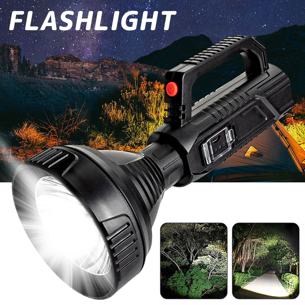 

New USB Rechargeable Spotlight Super Bright LED Tactical Flashlight with 2 Modes Waterproof Outdoor Torch Light Intelligent
