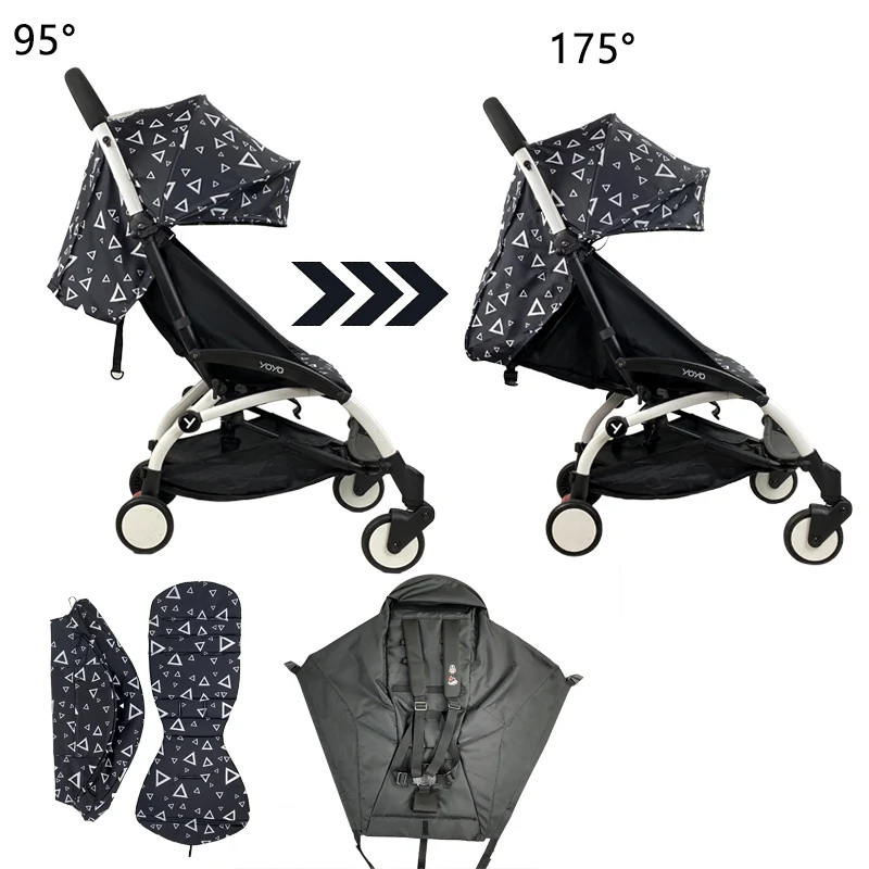 Stroller Hood & Mattress And 175 Cushion Seat Oxford Cloth Back With Mesh Pockets Stroller Accessories For Yoya Babytime