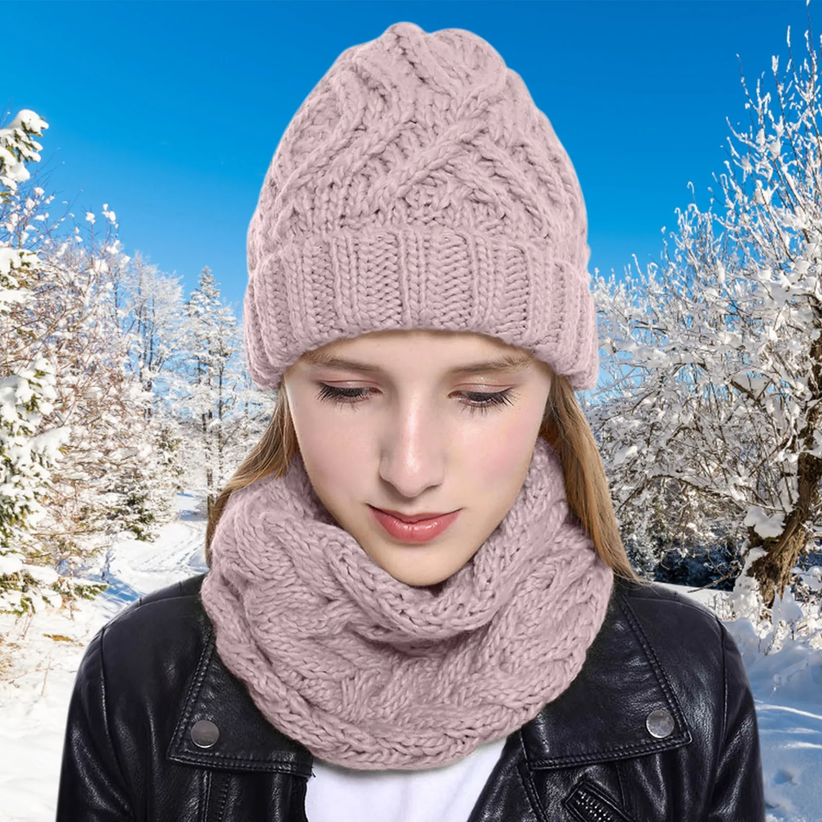 

With Circle Women's Cap Snow Hat Slouchy Winter Knit Scarves Baseball Caps Papyrus Hat Young And Womens
