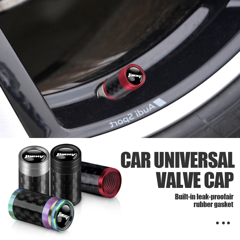 

4PCS Carbon Fiber Metal Car Jimny Badge Wheel Tires Valve Caps for Suzuki Vitara Grand Vitara Sx4 Samurai Emblem Accessories