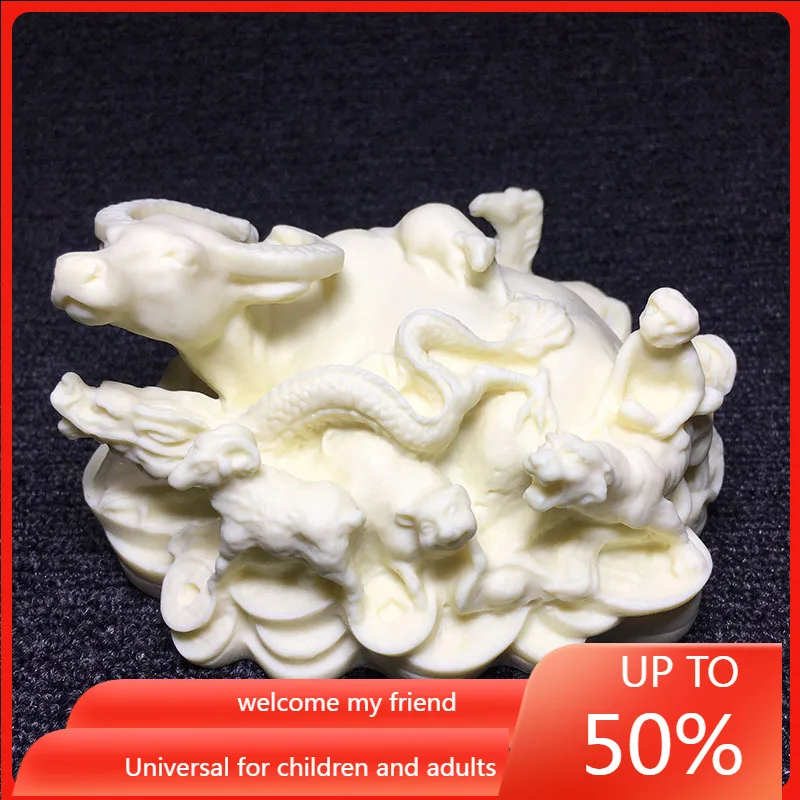 

Ivory Nut Carved Zodiac Decoration Bodhi Seeds Coconut Wood Crafts Gift Box home accessories decor decoration