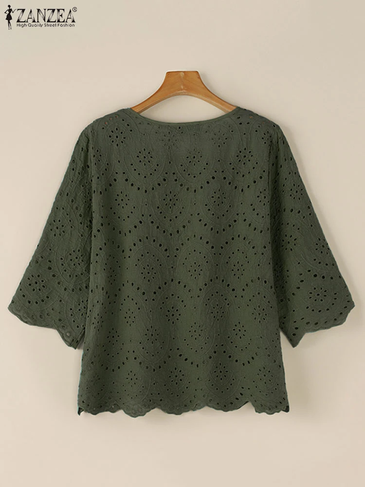 Блузка ZANZEA женская с вышивкой элегантная повседневная Свободная рубашка