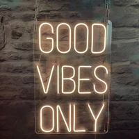 Good Vibes Only Neon Signs Square Acrylic Sheet Led Neon Light Design for Children To The Room Decoration Room Hanging Decor