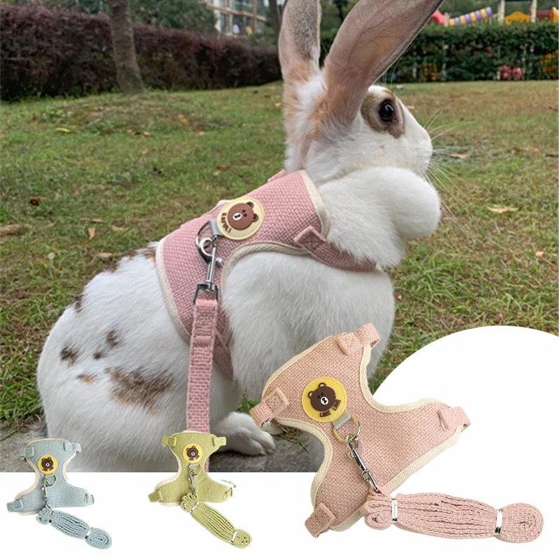 

Newest Cute Rabbit Harness and Leash Set Bunny Pet Accessories Vest Harnesses Rabbit Leashes for Outdoor Walking Pets Supplies