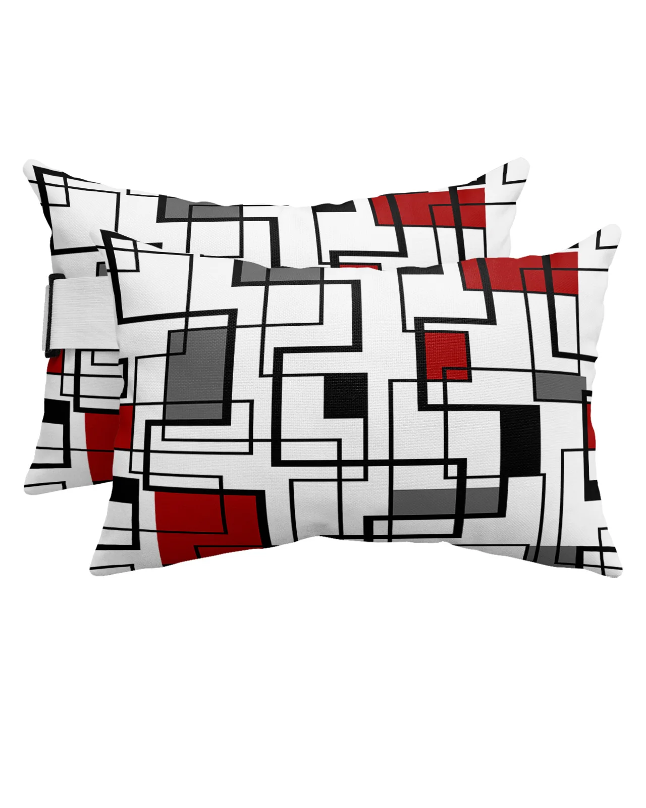 

Abstract Geometry Squares Modern Art Black Red Waterproof Pillow With Insert Adjustable Lounge Chair Head Lumbar Travel Pillow