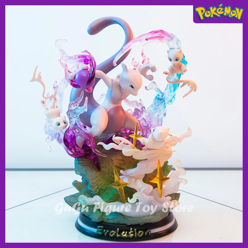 

Pokemon Evolution Mewtwo Figure Charizard Dragonite Blastoise Venusaur Gengar LED light Anime Figurine PVC Statue Model Gift