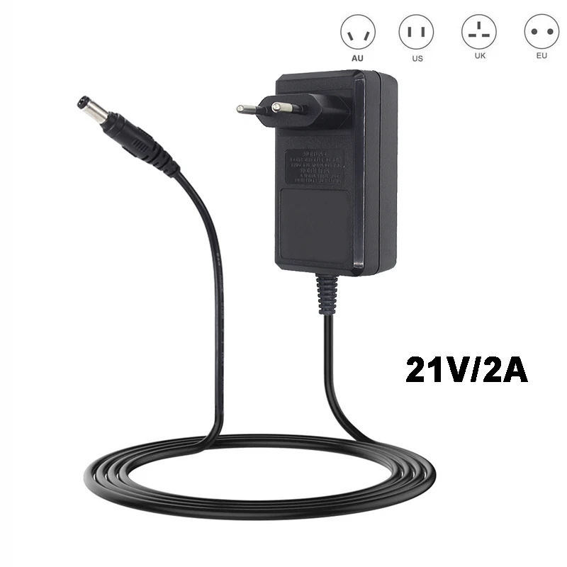 

21V 2A 18650 Lithium Battery Charger 18V Li-ion Battery Polymer Smart Charger 18650 Battery Pack DC5.5mm x 2.1mm EU/US/UK/AU