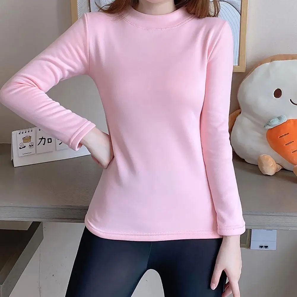 Winter Cold-proof Bottoming Shirt Thermal Underwear Tops Bottoming Women Shirt Cold-proof Tight-fitting Thickened Velvet Pl N8G4