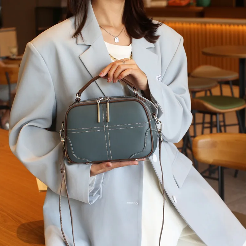 URBAN MASTER Genuine Leather Crossbody Bags for Women Top Handle Handbag Sling Shoulder Bag Ladies Small Designer Purse Cowhide