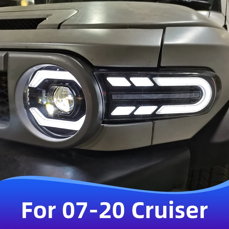 

Автомобильный Стайлинг для Toyota FJ Cruiser, фары в сборе для 2013-2020 Cruiser, установка светодиодных фар, динамический сигнал, аксессуары для DRL