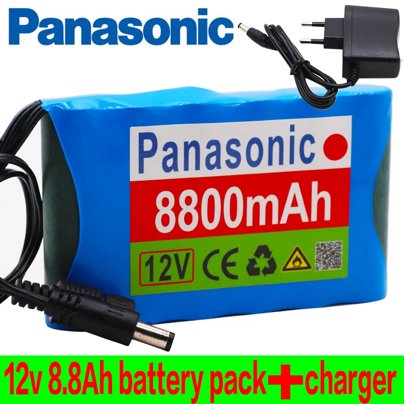 

Литий-ионный аккумулятор Panasonic 18650, Портативный перезаряжаемый аккумулятор постоянного тока 12 В 12,6 в 8800 мАч, аккумулятор 12,6 в + зарядное устр...