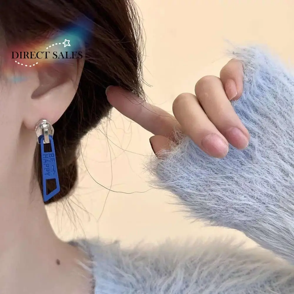 

Personality Zipper Stud Earrings Fashion Jewelry For Women Unusual Earrings Punk Metal Alloy Geometry Piercing Eardrop Jewelry