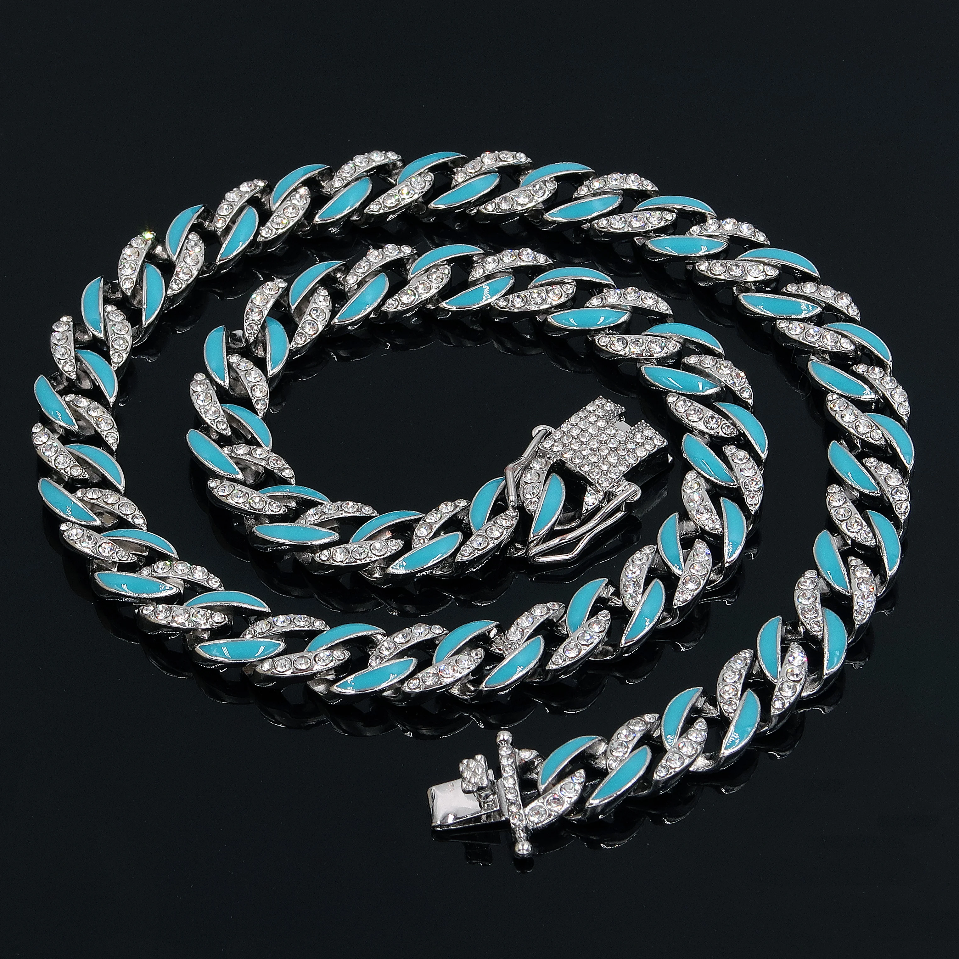 

New Women Diamiond Iced Chain Necklace Long Hip Hop Cuban Chains On The Neck Fashion Jewelry for Men Accessories Friends Gift