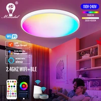 smart wifi led round ceiling light rgbcw dimmable tuya app compatible with alexa google home bedroom living room ambient light