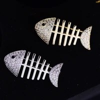 korean fashion creative cute fishbone brooch fun trendy ins clothing accessories pin collar placket anti glare buckle
