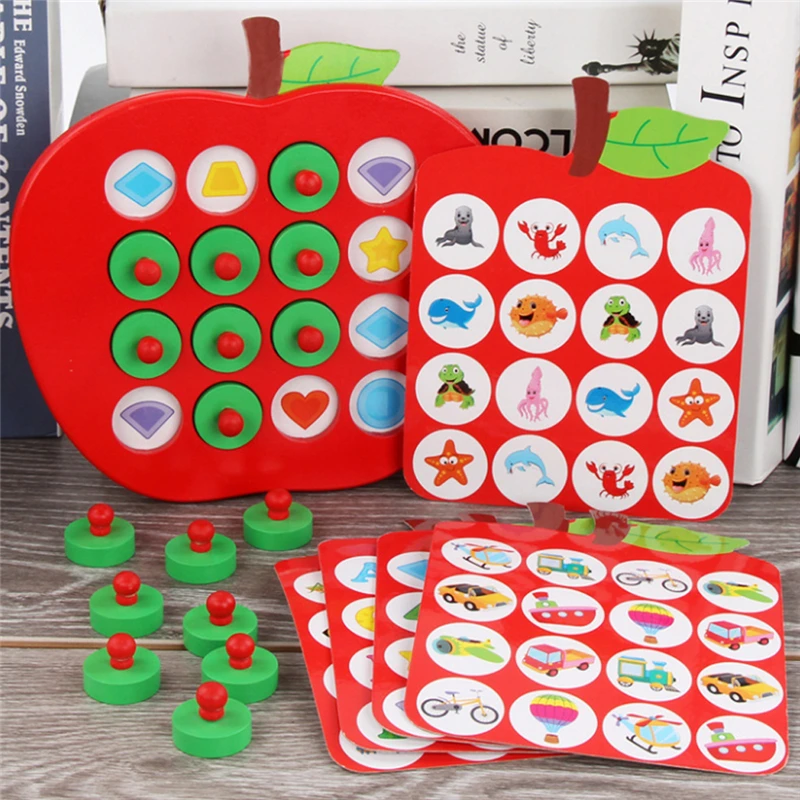

Early Education 3D Puzzle Toys Kids Wooden Apple Memory Matching Chess Game Family Casual Games Puzzle Ideal children Day Gift