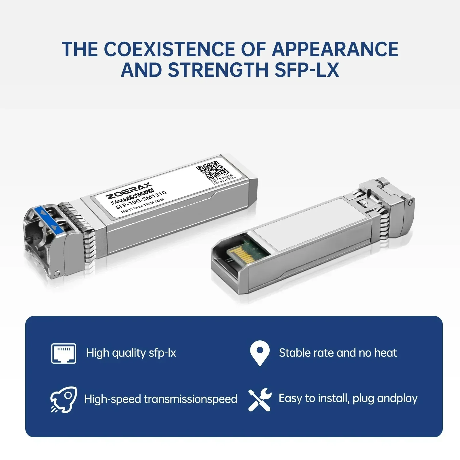 Фото ZoeRax 10G SFP+ одномодовый LC дуплексный модуль приемопередатчика 1310 нм 10 км DDM оптоволоконный модуль для Cisco TP-Link Ubiquit и Othe №2