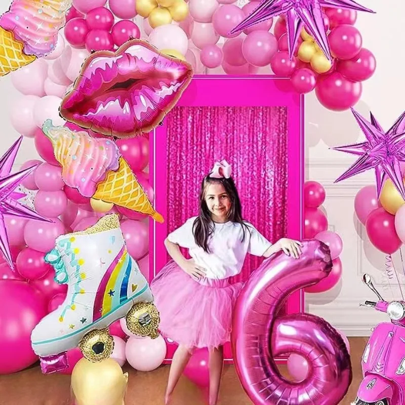 

Hot Pink Balloon Set Garland Arch Kit Balloons for Girls Birthday Princess Barbie Theme Bridal Decorations Gift Decoration