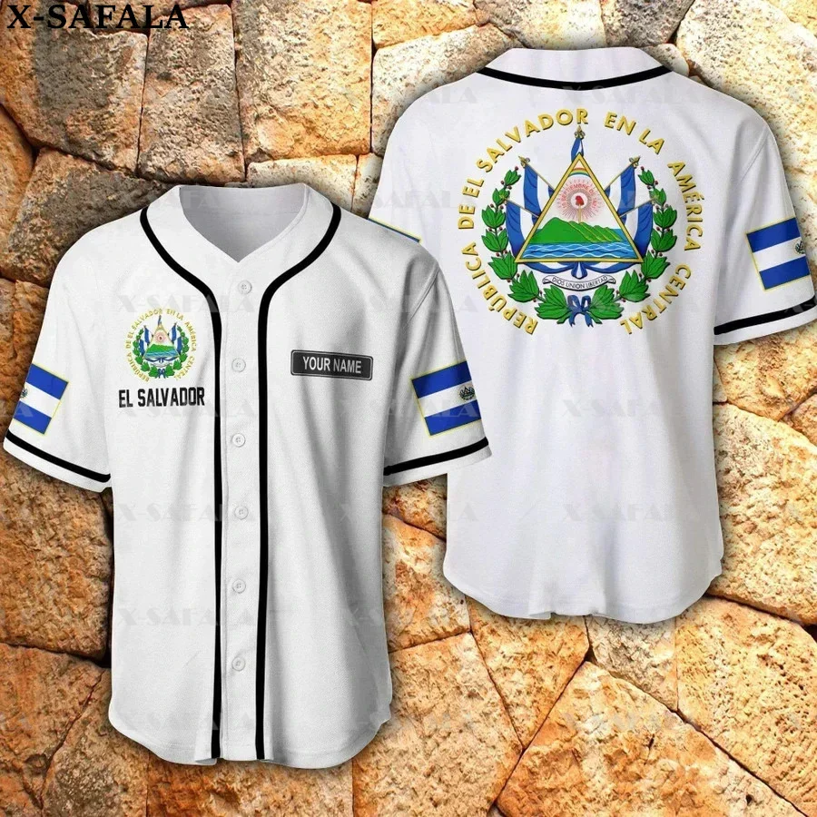 Custom Name Love EL SALVADOR Country Salvadorans 3D Printed Baseball Jersey Summer Shirt Men's Tops Tee Oversized Streetwear-2