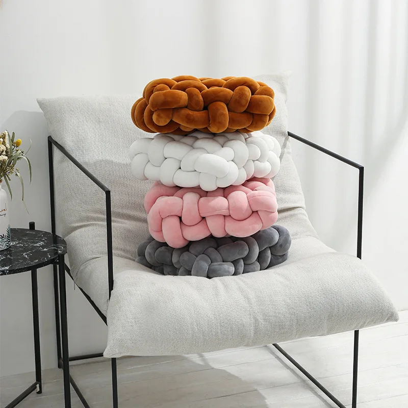 

Ins Home Lumbar Pillow Twist Knitting Square Cushion Chair Sofa Waist Pillow Plush Cushion Cute Throw Pillow Bench Seat Cushion