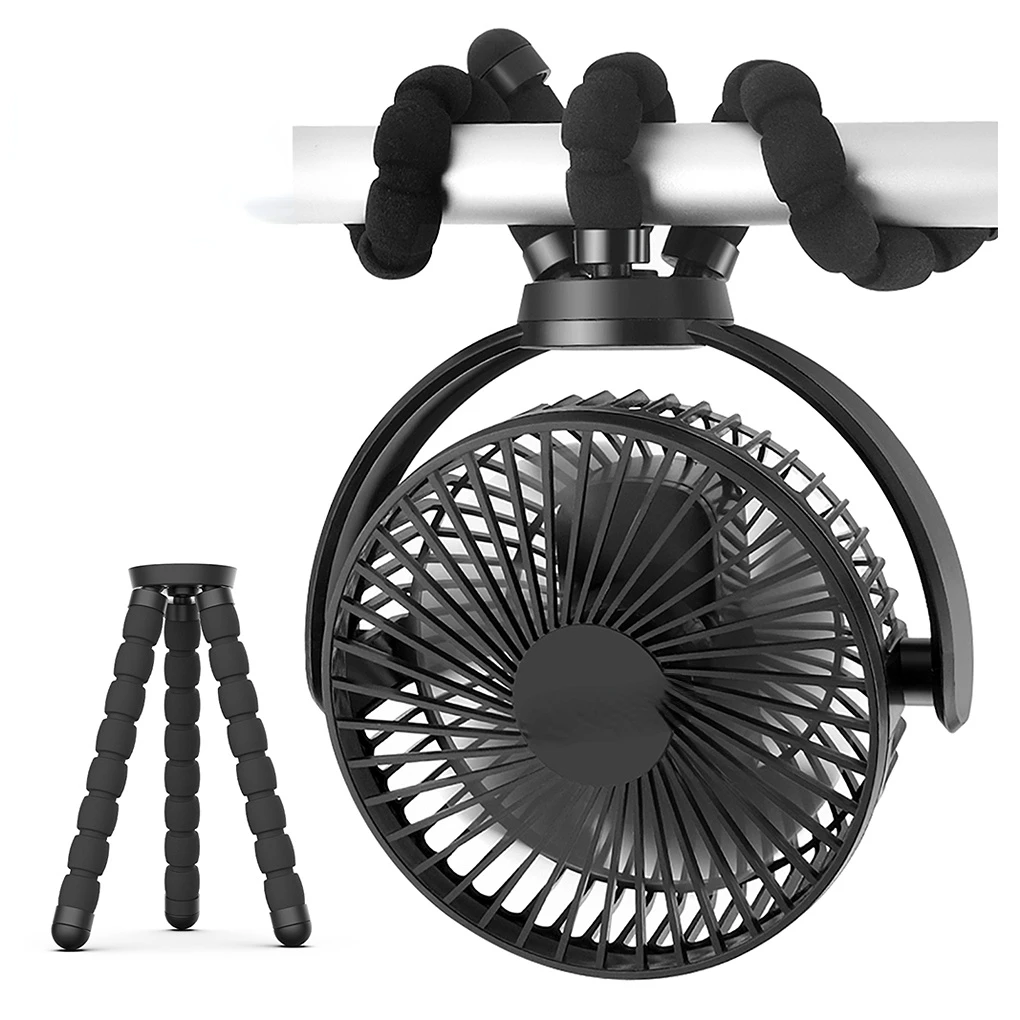 

5000mAh Battery Operated Stroller Fan Usb Rechargeable Mini Handheld Fan Portable Flexible Tripod Clip Desk Fan