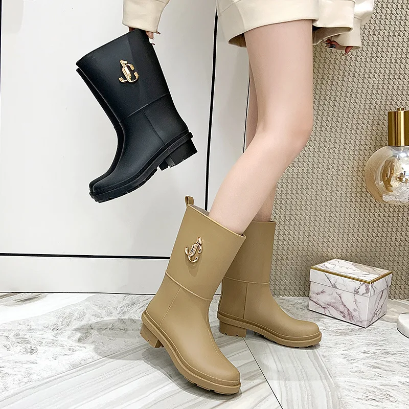 

High Rain Boots Women Fashion Waterproof Insulated Rubber Shoes Woman Garden Working Galoshes Thigh High Boots Zapatos Mujer