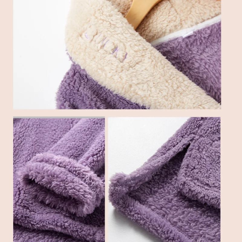 Women's Winter Warm Flannel Women Pyjamas Sets Thick Coral Velvet Long Sleeve Cartoon Sleepwear Thick Flannel Pajamas Set