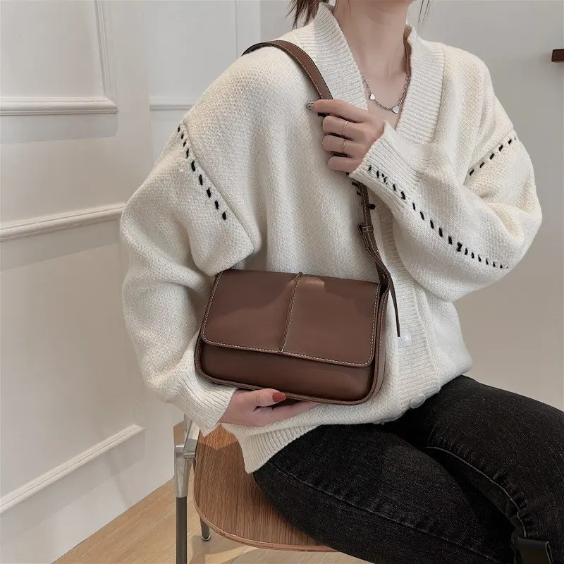 

Модная сумка-мессенджер с откидной крышкой, Женская однотонная маленькая квадратная Повседневная сумка через плечо из искусственной кожи