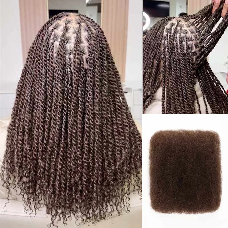 Фото Наращивание волос QVR Dark Brown Afro Kinky Bulk для плетения косичек, дредов, афро-кудри, натуральные волосы без креплений, 50 грамм/упаковка №2