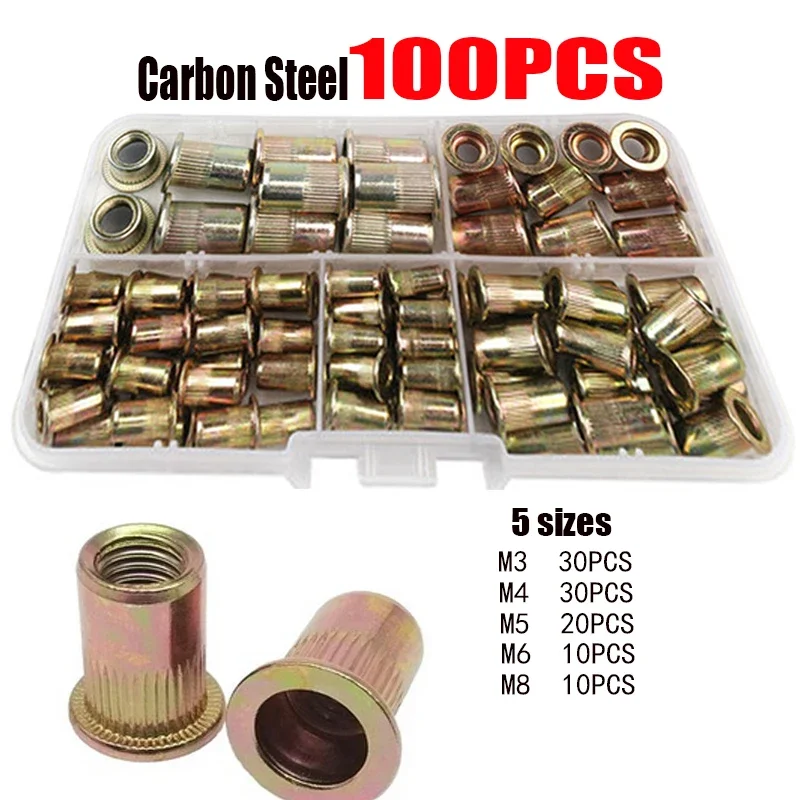 

Заклепочные гайки из углеродистой стали M4-M12, набор 210 шт.