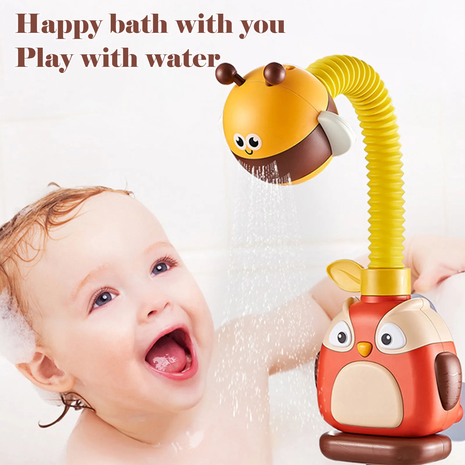 

Bee Bath Kids Little Baby Shower Game Spray Water Faucet Electric Bathroom Toys Bath toy 1 Year Old Christmas Gifts under 10