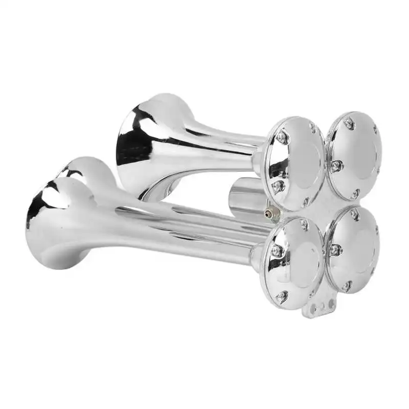 

Train Air Horn 4 Trumpet Air Horn 135DB Chrome Plated Zinc for Pickup for SUV for RV