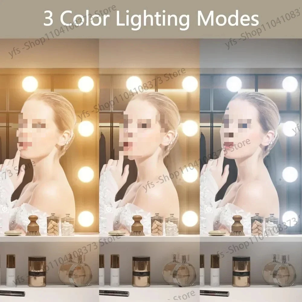 Туалетный столик со скрытой проводкой туалетный для макияжа с зеркалом 3 режима