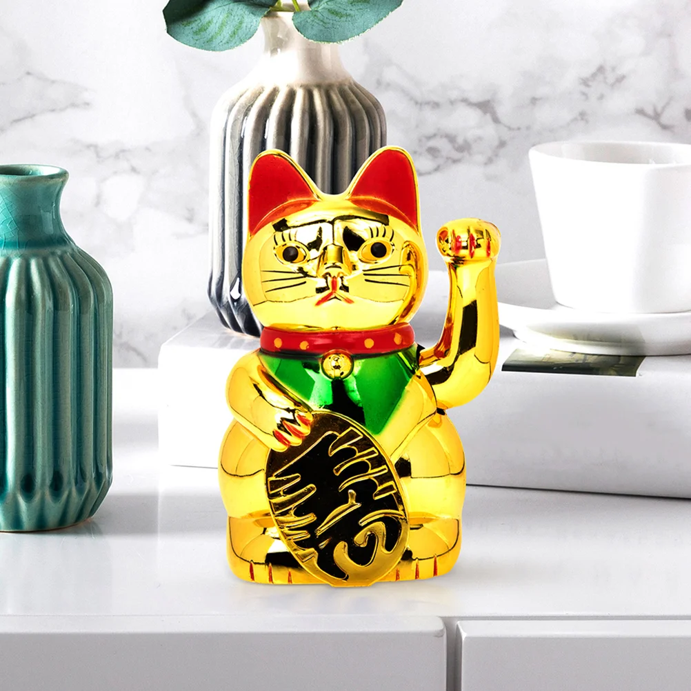 

Waving Hand Lucky Cat Fortune Ornament Decoration Gold Welcome Shop Plastic Desktop Craft Paw Car Decorations