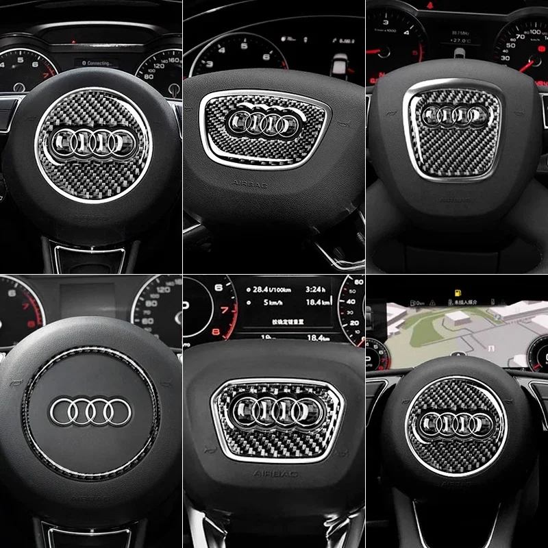 Чехол на руль автомобиля из углеродного волокна клейкая рамка аксессуары для Audi