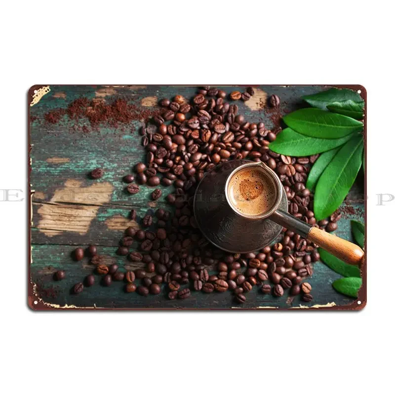 Кофейные зерна Cezve металлическая табличка дизайн плаката персонализированный
