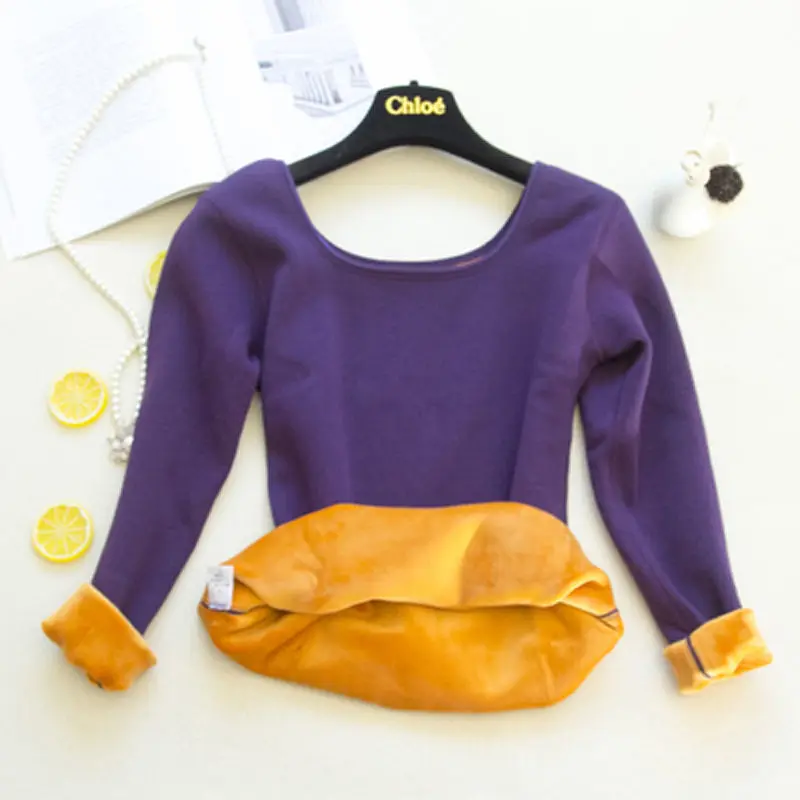 Women's Thermal Underwear One-piece Coat Thick Velvet Base Coat Long Sleeved T-shirt Autumn Clothes