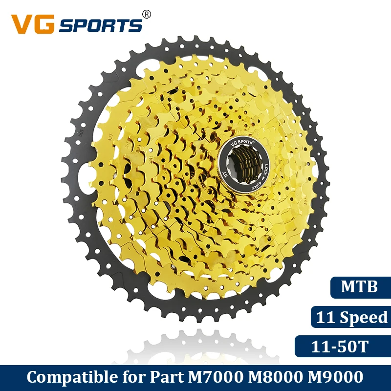 

VG Sports Mountain Bike MTB 11 Speed Cassette 11 Velocidade 11S 50T Bicycle Parts Gold Golden Freewheel Sprocket Cdg Cog 635g