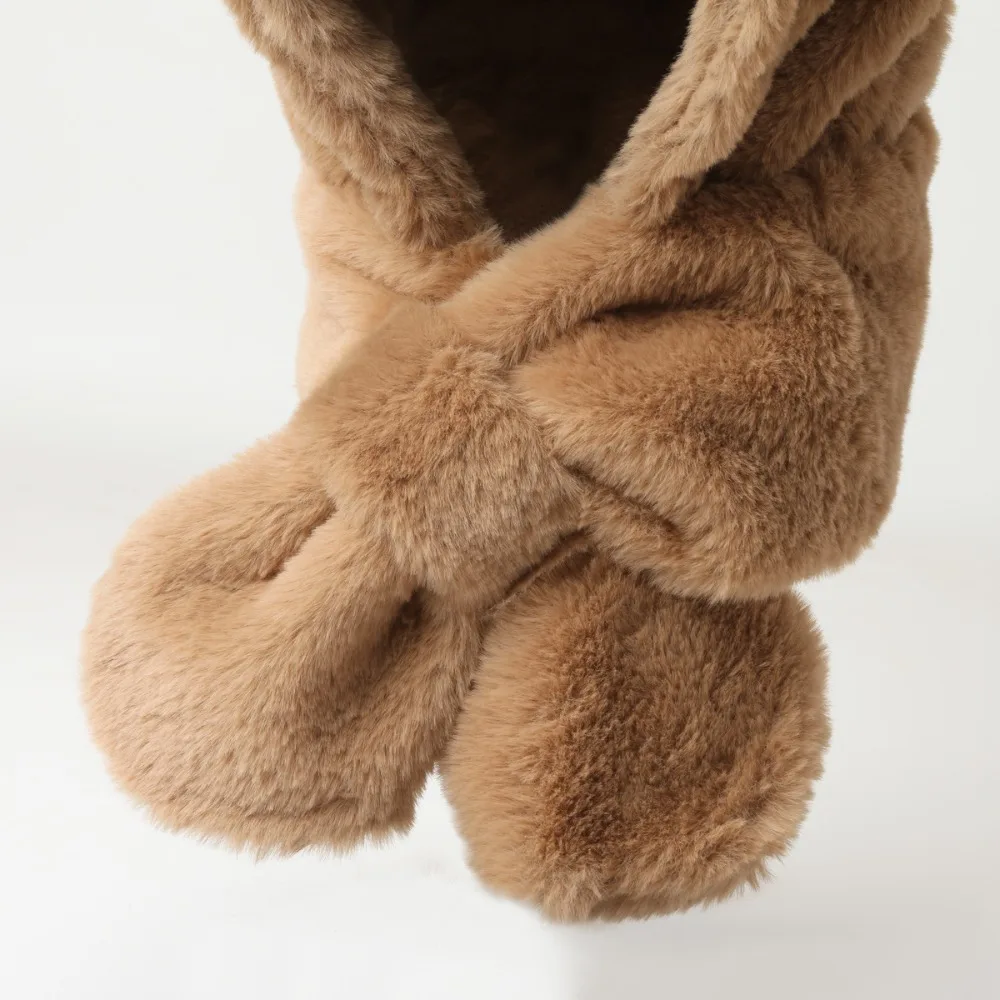 Новые мягкие пушистые зимние детские наушники с мультяшными ушками теплая