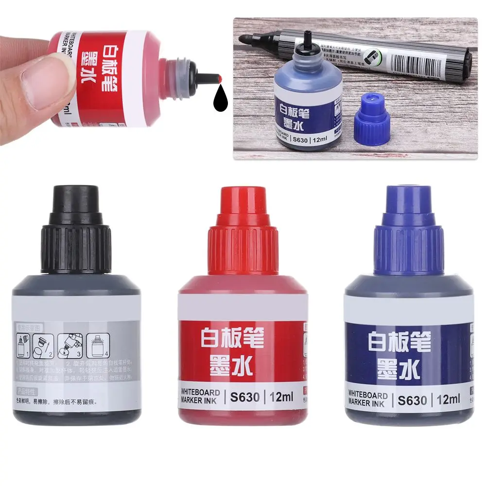 

12ml Quick-Drying Office Mark Pen Painting Erasable Ink Refills Tool Color Refills Refill Ink Whiteboard Pen