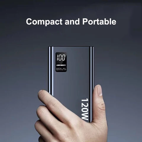 Power Bank 50000 мАч с USB C PD 120 Вт Быстрая зарядка Powerbank Внешний аккумулятор для iPhone Huawei Xiaomi Samsung Poverbank