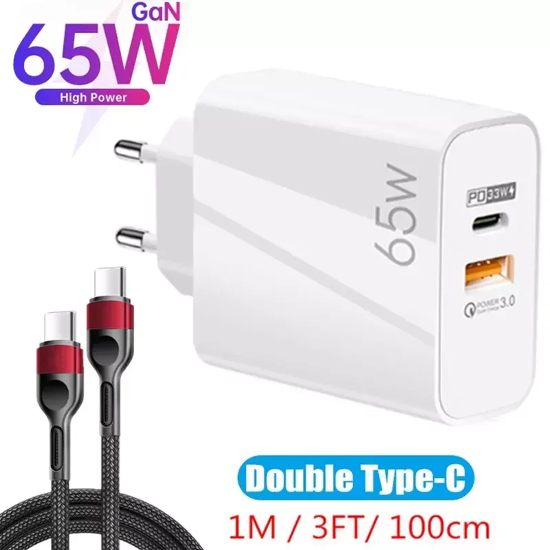 

GaN Charger Dual Ports QC 3.0 PD 3.0 Quick Charge Fast Charging 12 Pro Type C PD USB Mobile Charger
