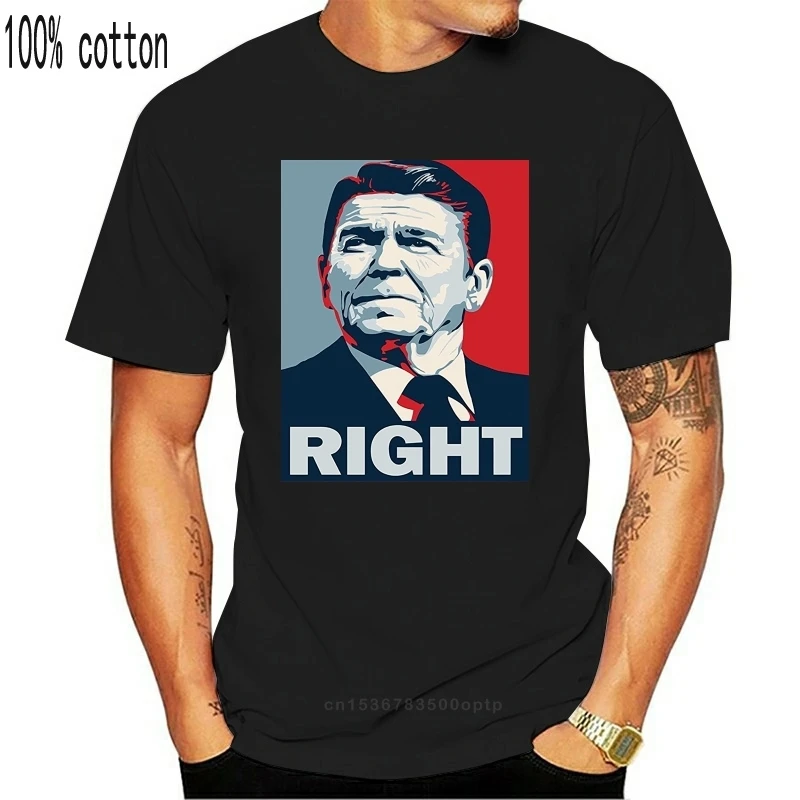 

Youth Round Collar Customized Men'S Crew Neck Short Sleeve Mens President Ronald Reagan Right Hope Poster T Shirt 019021