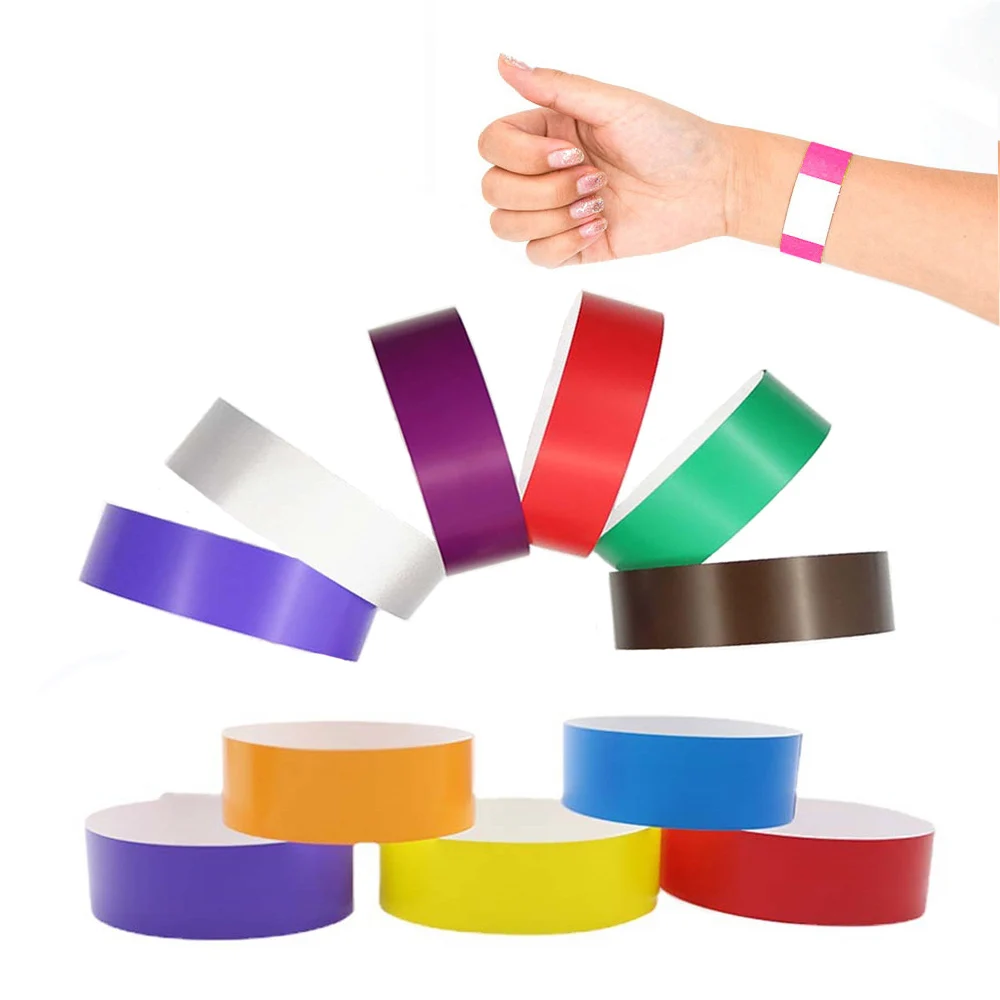 

100pcs Party Paper Bracelet Synthetic Paper Plastic for Tyvek Wristbands Sticky Wristband Print Pattern Logo Party Wristbands