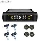 Система контроля давления в шинах YASOKRO, система контроля давления в шинах на солнечной батарее, ЖК-дисплей, 4 внешних датчика, датчик температуры