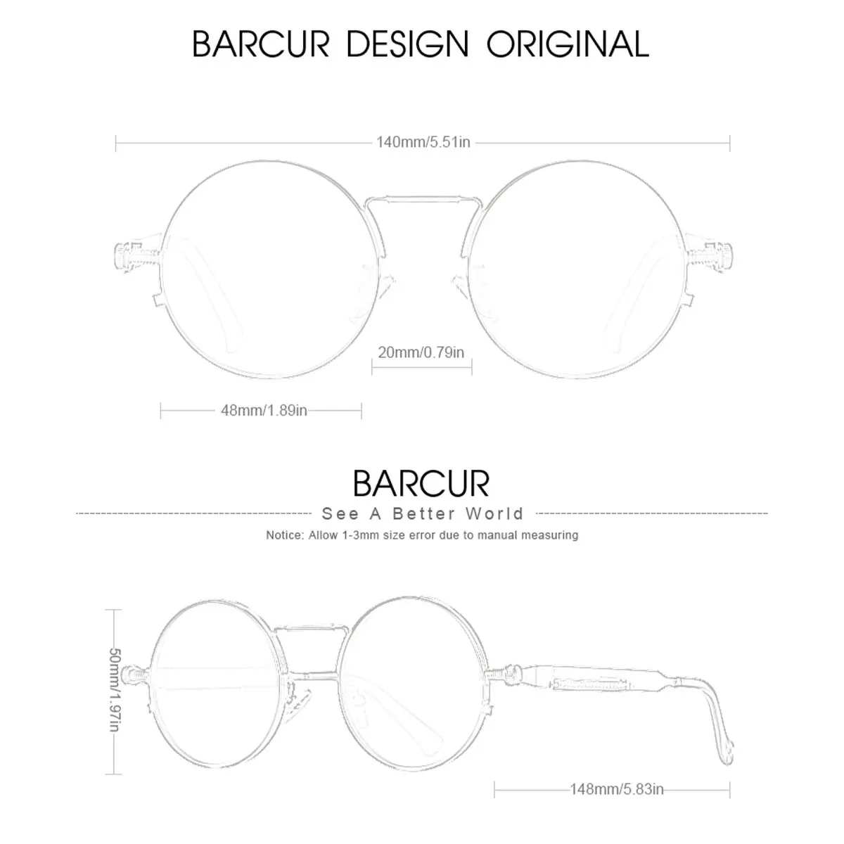 Мужские и женские круглые солнцезащитные очки BARCUR поляризационные ретро-очки в