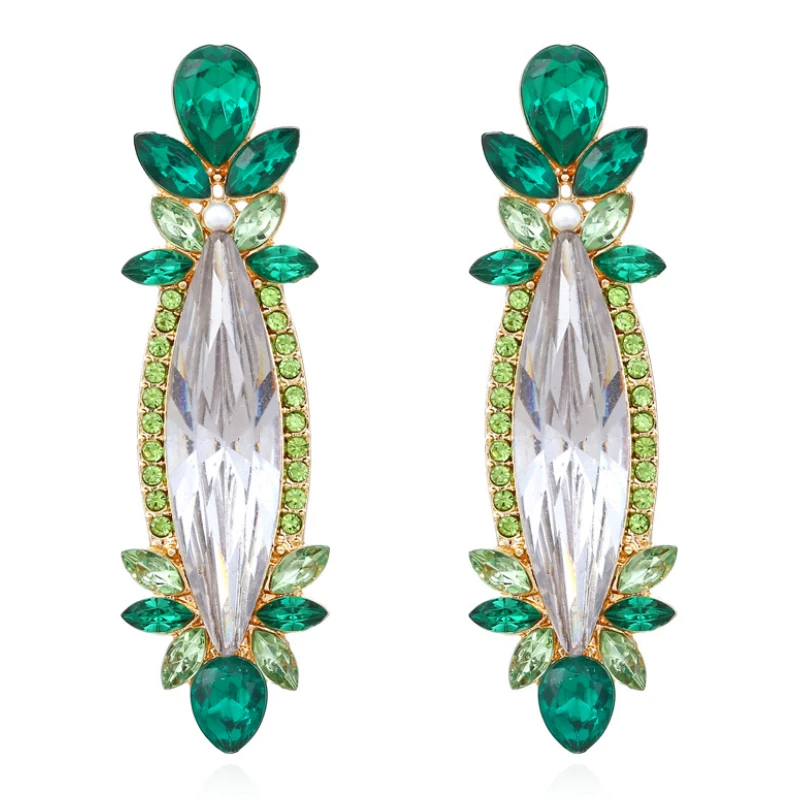 

Exaggerated Long Geometric Imitation Crystal Earrings