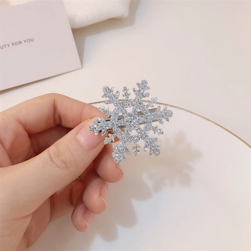 2 шт. заколка для волос в виде серебряной снежинки женщин и девочек милая челка
