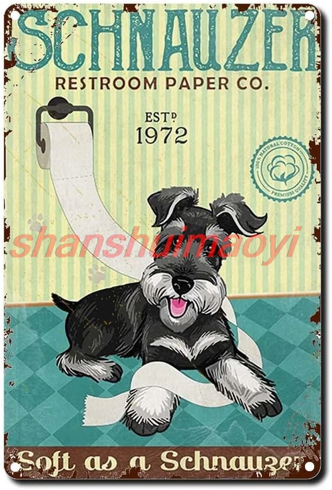 Металлическая жестяная вывеска Винтаж Шнауцер Туалетная бумага Мягкая в виде