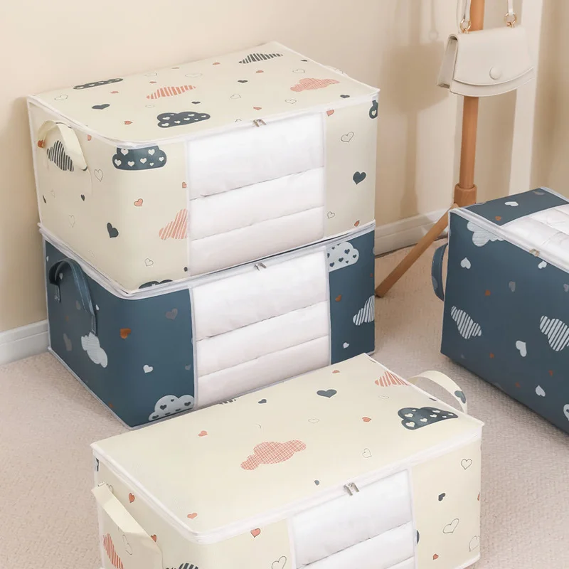 

Прозрачная Пыленепроницаемая сумка для хранения одежды, органайзер для хранения одеял и окон, вместительная домашняя Нетканая сумка для хр...